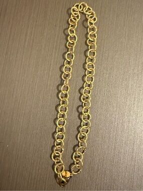 Gold Tone Linked Circle Chain Necklace